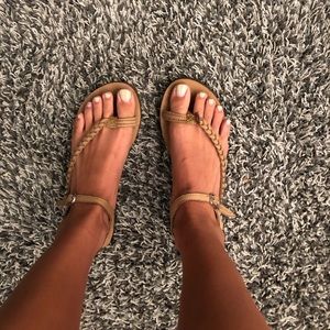 Rainbow braided sandals